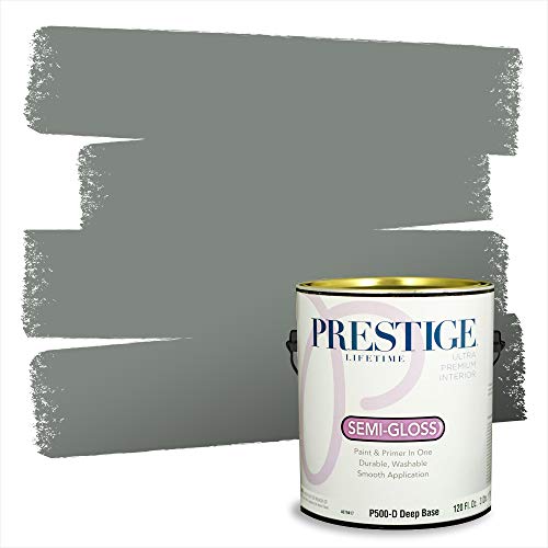 PRESTIGE Paints Interior Paint and Primer In One, 1-Gallon, Semi-Gloss, Comparable Match of Benjamin Moore* Duxbury Gray* - color: HC-163BM-PCM, size: 1 Count (Pack of 1)