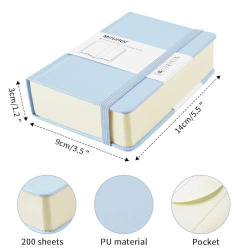 Mifuner Small Rectangle 3.5x5.5 200 Sheets 105gsm Mini Notebooks Blank Pages Sketchbooks Pocket Paint Writing Diary Memo PU Leather Cover Blue - color: 105gsm-PU Cover-Blue