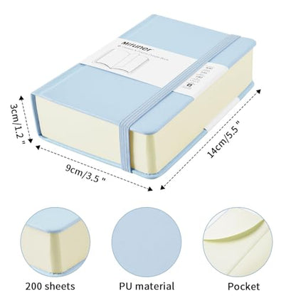 Mifuner Small Rectangle 3.5x5.5 200 Sheets 105gsm Mini Notebooks Blank Pages Sketchbooks Pocket Paint Writing Diary Memo PU Leather Cover Blue - color: 105gsm-PU Cover-Blue