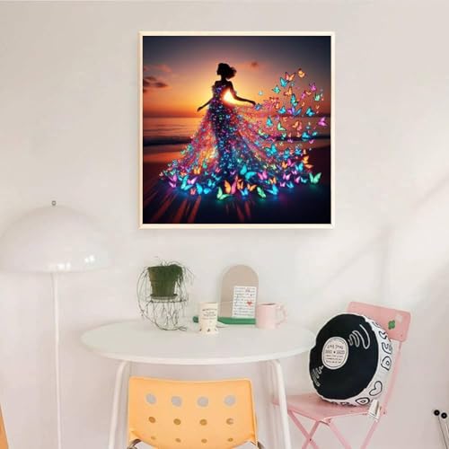 Dugsmgd Butterfly Diamond Art Kits for Adults, Diamond Painting 12X12 Inch - color: Butterfly Girl