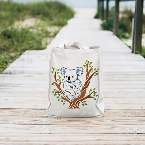 Koala Sitting on a Tree Stencil for Painting 11.8 x 11.8 Inch Reusable Plastic Koala Stencil for Painting on Wall Wood Furniture Fabric Canvas, DIY Craft Stencil - style: Koala