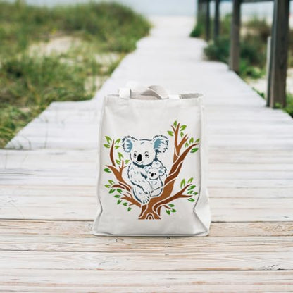 Koala Sitting on a Tree Stencil for Painting 11.8 x 11.8 Inch Reusable Plastic Koala Stencil for Painting on Wall Wood Furniture Fabric Canvas, DIY Craft Stencil - style: Koala