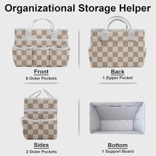 Cupohus Art Organizer Craft Storage Tote Bag with Handles Checkered - color: Checkered