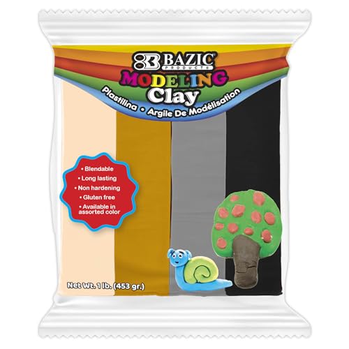BAZIC Products Natural Color Modeling Clay, 4 Colors, 1 lb - color: Natrual, size: 1-Pack