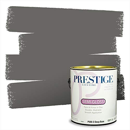 PRESTIGE Paints Interior Paint and Primer In One, 1-Gallon, Semi-Gloss, Comparable Match of Benjamin Moore* Kendall Charcoal* - color: HC-166BM-PCM, size: 1 Count (Pack of 1)