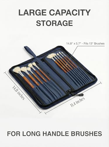 DUGATO Long Brush Holder & Organizer, Canvas Case 5.7 x 14.8 in, Blue - color: Blue, size: Large 5.7x14.8 inches