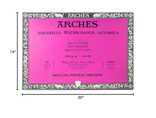 Arches Watercolor Paper Block, Hot Press, 14" x 20", 140 pound - size: 14"x20", style: Hot Press