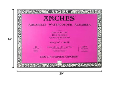 Arches Watercolor Paper Block, Hot Press, 14" x 20", 140 pound - size: 14"x20", style: Hot Press