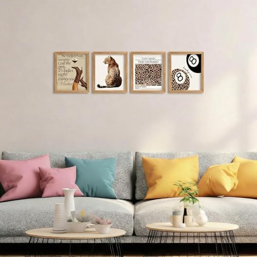 Yeaqee 4 Pcs Diamond Art Kits DIY Painting for Adult Aesthetic Wall Diamond Crafts Aesthetic Room Decor Cute Painting Pictures 5d Craft Wall Decor for Home 10 x 11.8'' (Leopard Print) - style: Leopard Print
