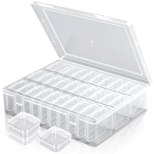 31 Clear Bead Storage Boxes with Hinged Lids | Ideal for Beads, Diamonds and Small Parts; Stackable Design for Easy Access; Snap-On Lids Keep Items Dust-Free & Organized