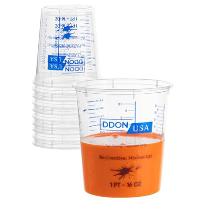 16 Oz Disposable Measuring Cups for Resin, Pack of 10 Clear Graduated Plastic Mixing Resin Epoxy Measuring Cups, Reusable Use for Paint, Epoxy Resin, Art, Kitchen - Liquid Mixing Cups - style: 10