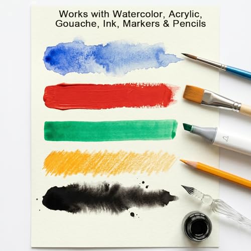 100 Sheets Watercolor Paper 8.5x11 Inches, 300 GSM Cold Press, Thick Watercolor & Mixed Media Paper Bulk – Paint Paper for Watercolor, Acrylic, Gouache, Ink, Sketching & Crafts