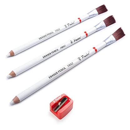 Pasler Eraser Pencils 7802 Perfection Detail Eraser Pencil with Brush and Sharpener, Perfect for Sketches and Coloured Illustrations (4- Pack) (4- Pack) - style: 4- pack