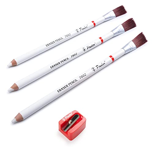 Pasler Eraser Pencils 7802 Perfection Detail Eraser Pencil with Brush and Sharpener, Perfect for Sketches and Coloured Illustrations (4- Pack) (4- Pack) - style: 4- pack