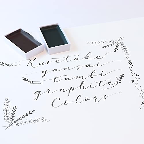 Kuretake Gansai Tambi GRAPHITE COLORS, 6 colors set, Made in Japan | 6 graphite-infused colors, Watercolor Paint Set, matte finish, Professional Use, Artist Grade