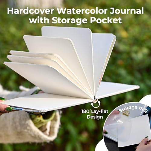 Funto Watercolor Journal, Square, 5.5x5.5, Portable 2-Pack, 48 Pages Each, Gray Cover, 110lb/230gsm, Art Supplies for Mixed Media - color: Gray