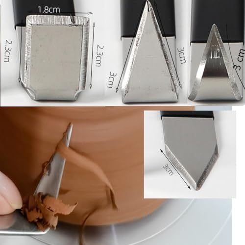 WQAPVHBG 4Pcs Pottery Clay Sculpture Carving Tools Set, Steel Pottery Trimming Tools with Rubber Handle, Clay Trimmer Tool for Carving, Styling Clay Pottery and Sculpture