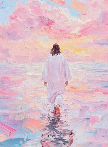 BAWKENTON Pink Jesus Paint by Numbers for Adults and Kids | Painting by Number Kits On Canvas, Christian Jesus Number Artist Paint by Number Kit DIY, Home Wall Decor,13.78X17.72in - color: YH03336