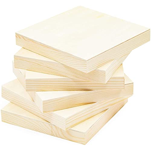 Bright Creations Wood Panels for Painting - 6 Pack, 6x6 in - Unfinished Square Wood Panels for Art & Craft Supplies - Smooth Pine Cradle Canvas Boards - size: 6x6 inch