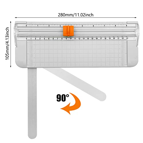 Paper Cutter, A4 Paper Trimmer with Security Safeguard & Side Ruler Portable Straight Edge Cutter for Scrapbooking Craft Paper, Photos, Label, Cardstock (White) - color: White