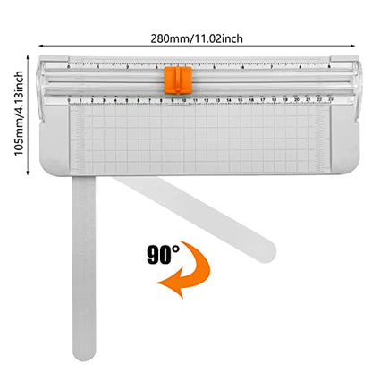 Paper Cutter, A4 Paper Trimmer with Security Safeguard & Side Ruler Portable Straight Edge Cutter for Scrapbooking Craft Paper, Photos, Label, Cardstock (White) - color: White