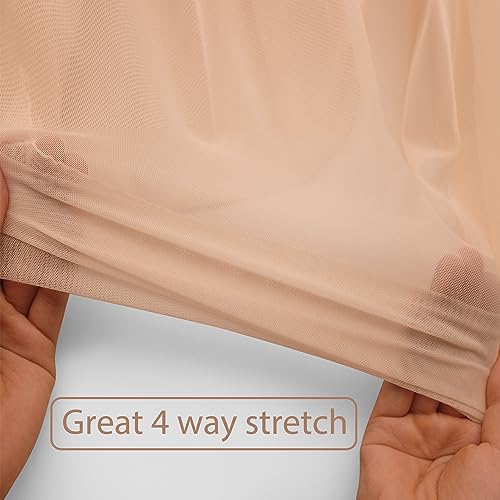 4-Way Stretch Mesh Fabric 60" by 5 Yards Lightweight Sheer Mesh (Nude) - color: Nude, size: 5 Yards