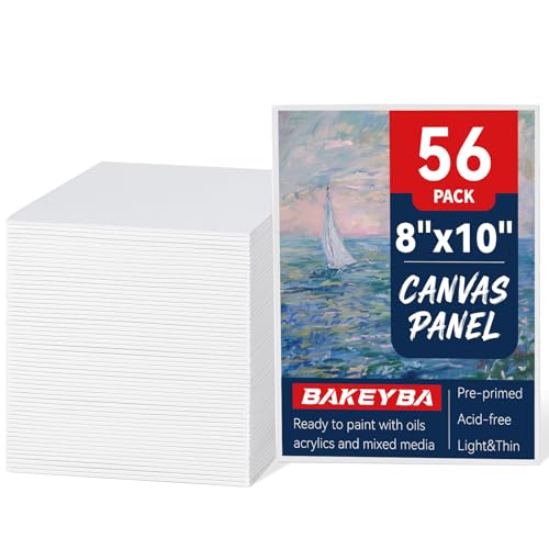 Canvas Boards for Painting - 56 Pack, 8x10 Inch Panels, 100% Cotton White - size: 8"x10"- 56pcs