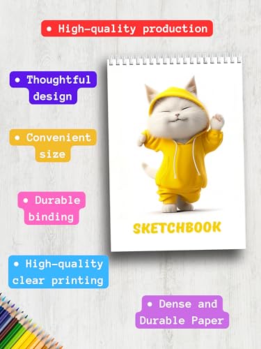 Sketchbook 8.5x11, 60 Pages, Top Spiral Bound Sketch Pad, Heavyweight 110lb/199gsm Thick Drawing Paper, Large Art Sketch Book for Kids, Adults & Beginners, Ideal for Sketching, Coloring & Doodling