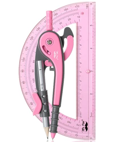 Mr. Pen- Geometry Compass and Protractor Set, 6 Inch Compass - color: Rogue Pink, size: 1 Set