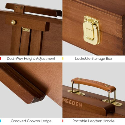 MEEDEN Table Top Easel for Painting: Wooden Tabletop Easel with Storage - color: Walnut