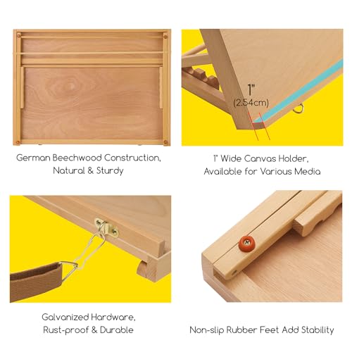 MEEDEN A2 Wooden Tabletop Easel for Painting, 5-Position Adjustable Drawing & Sketching Board with Shoulder Strap, Portable Beechwood Desktop Art Easel Stand for Adults, Artists, Beginners & Student - size: A2（25 8/9 L * 16 1/4W）