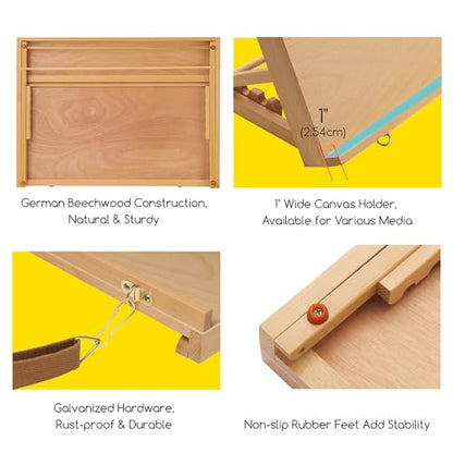 MEEDEN A2 Wooden Tabletop Easel for Painting, 5-Position Adjustable Drawing & Sketching Board with Shoulder Strap, Portable Beechwood Desktop Art Easel Stand for Adults, Artists, Beginners & Student - size: A2（25 8/9 L * 16 1/4W）