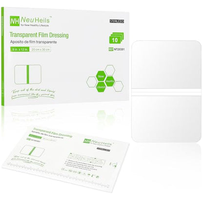 NeuHeils Transparent Film Dressing 8"x12", 10pks Tattoo Waterproof Bandage - size: 8''x12'' (Pack of 10)