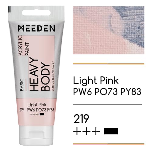 MEEDEN Acrylic Paint Light Pink: 100ml/3.38oz x 2 with Titanium White - color: Light Pink, size: 2 Tubes