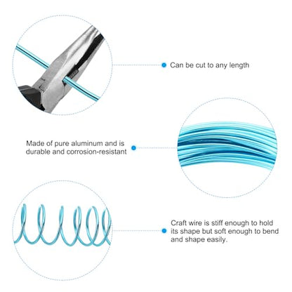 PATIKIL Aluminum Jewelry Wire, 4pcs Bonsai Wire, 10m/32.8ft, 1.5mm/14 Gauge, Blue - color: Blue, size: 1.5mm x 32.8ft