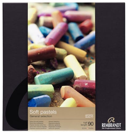 Rembrandt Soft Pastels, Half Stick, 90 Piece Professional Set | Soft Pastels with High Pigment Concentration and Lightfast Color, Professional Dry Art Medium