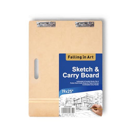 Falling in Art 19x25 Sketch Board with Sturdy Clip &Rubber Bands | Professional Art Drawing Board, Portable Artists Clipboard for Classroom, Studio Drawing, Outdoor Painting - size: 19X25"