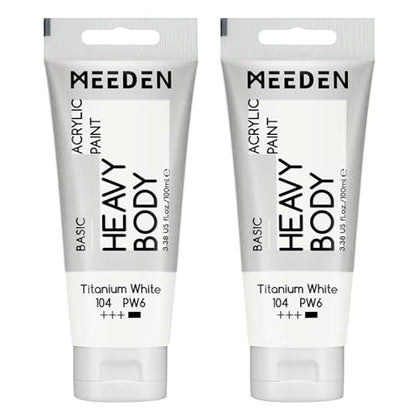 MEEDEN Titanium White Acrylic Paint: 100ml/3.38oz, 2 Pack - color: Titanium White, size: 2 Tubes