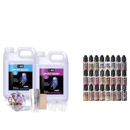 Bundle 1.5 Gallon Resin Epoxy Kit and 24 Colors Metallic Alcohol Ink Set