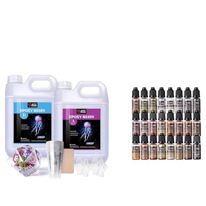 Bundle 1.5 Gallon Resin Epoxy Kit and 24 Colors Metallic Alcohol Ink Set