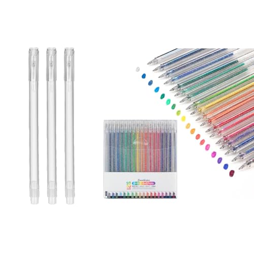 SMOOTHERPRO 3 Pcs White Gel Pens and 18 Colors Glitter Gel Pens