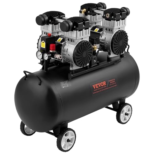 VEVOR Air Compressor, 20 Gallon Steel Tank, 4HP 10.6 CFM@90 PSI Oil Free Air Compressor & Max. 125PSI Pressure, 78dB Ultra Quiet Compressor for Auto Repair, Tire Inflation, Spray Painting (220V 60Hz) - size: 20 Gallon