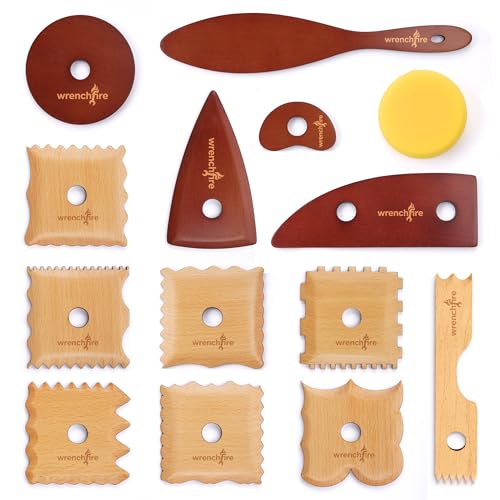 Pottery Ribs Tool Set, Clay Ceramic Shaping & Smoothing Tools, Pottery Foot Shaper Trimming for Carving,Beech Wood (13 Pieces) - color: Black