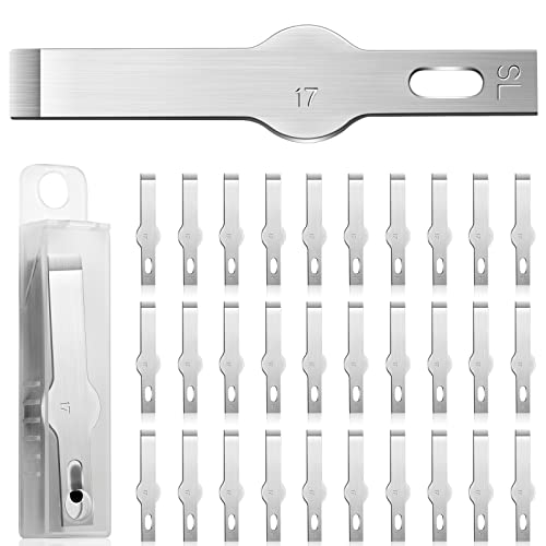 40 Pack Craft Knife Blades, #17 Hobby Knife Replacement Blades, High Carbon Steel Precision Blade Refills for Scrapbooking, Cutting, Carving, Chiseling, Stencil, DIY Art Projects
