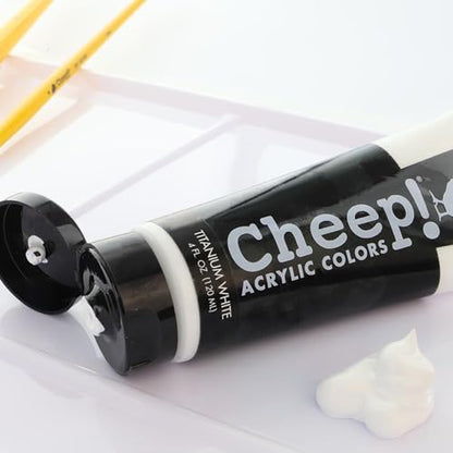 Cheep! Acrylic Paints, 4 oz. Tube - Titanium White, Perfect for Artists - Quality Acrylic Paint Heavy Body Paint Artist and Student - color: Titanium White