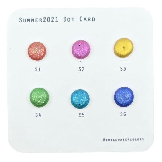 IUILE Handmade Watercolor Paints - Summer 2021 Dot Card (6 colors). Metallic, Shiny, Shimmer - color: Summer 2021 Dot