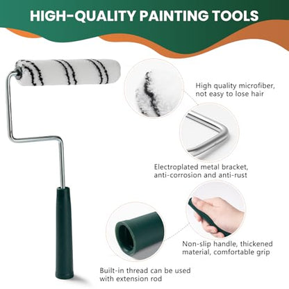 Paint Roller Covers, 60 Pack, 6 Inch, 3/8 Inch Nap | 6 Inch Microfiber Sleeves, 2 Anti-Rust Metal Frames Included, Ideal for Wall & Furniture Painting - size: 6 inch paint roller 60 pack