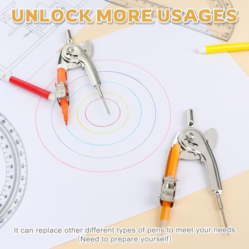 50 Pack Geometry Tool Set, Math Compass for Geometry and 6 Inch Protractor Set Include Metal Compass with Pencil and Clear Plastic Protractor for Student Classroom Office Woodworking Art Drawing - style: 50 Pack
