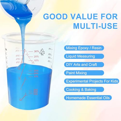 50-Pack Mixing Cups Set Paint Mixing Cups 20 oz (600ml) with 50 Wooden Sticks,Easy Measuring Ratios 2:1, 3:1, 4:1,Ideal for Epoxy Resin, Paint, and More - size: 50P-20OZ