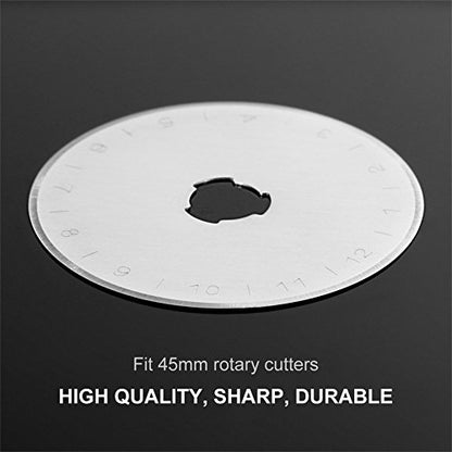 45mm Rotary Cutter Blades, 10 Pack 45mm Replace Rotary Blades Fits Fiskars, Olfa, Martelli, Truecut, DAFA Rotary Cutters for Quilting Scrapbooking Sewing Arts & Crafts, Sharp and Durable - color: 45MM Square hole Blades